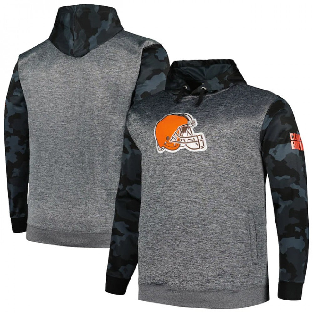 Men's Cleveland Browns Heather Charcoal Big & Tall Camo Pullover Hoodie 