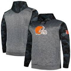 Men's Cleveland Browns Heather Charcoal Big & Tall Camo Pullover Hoodie 