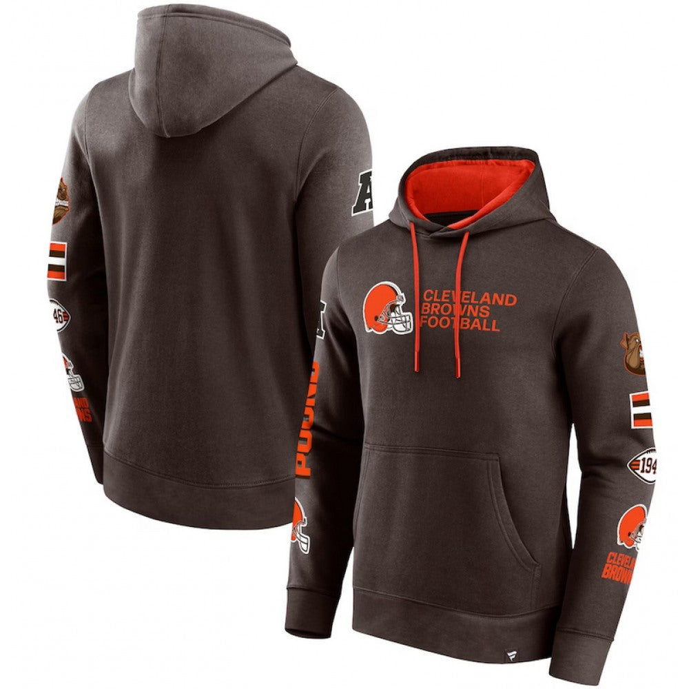 Men's Cleveland Browns Brown Extra Innings Stitched Logo Pullover Hoodie 