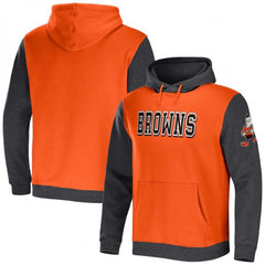 Men's Cleveland Browns x Darius Rucker Collection Orange/Heather Charcoal Colorblock Pullover Hoodie 