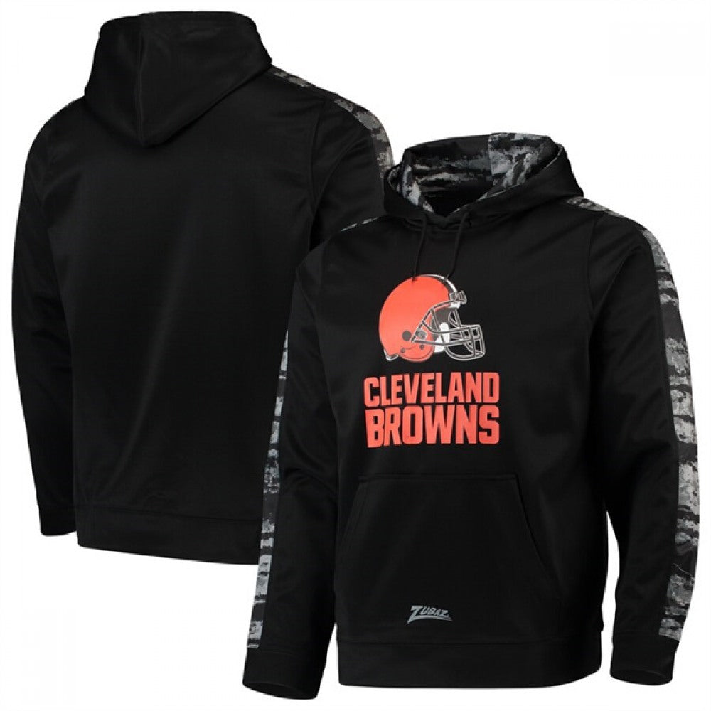 Men's Cleveland Browns Zubaz Black Tonal Oxide Pullover Hoodie 