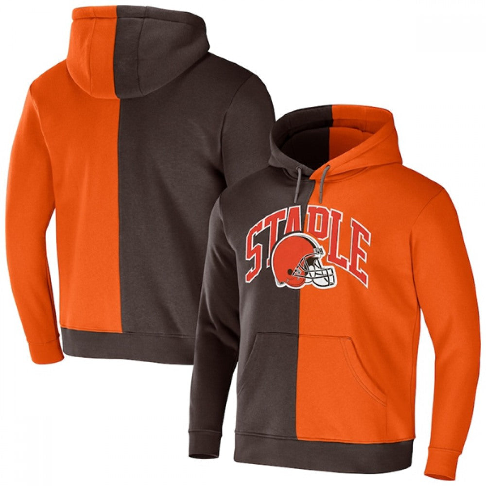Men's Cleveland Browns Brown/Orange Split Logo Pullover Hoodie 
