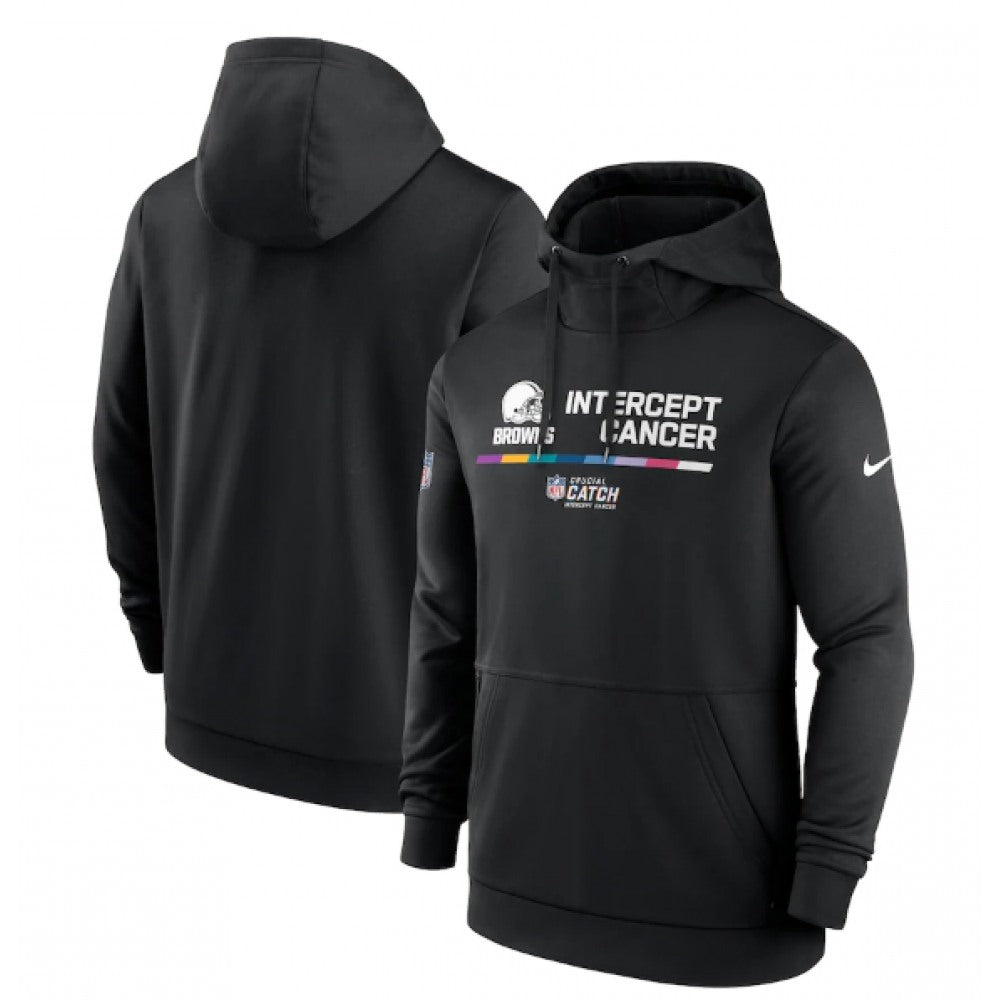 Men's Cleveland Browns 2022 Black Crucial Catch Therma Performance Pullover Hoodie 