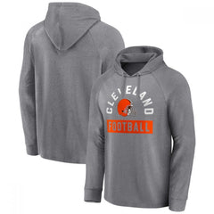Men's Cleveland Browns Heathered Gray No Time Off Raglan Pullover Hoodie 