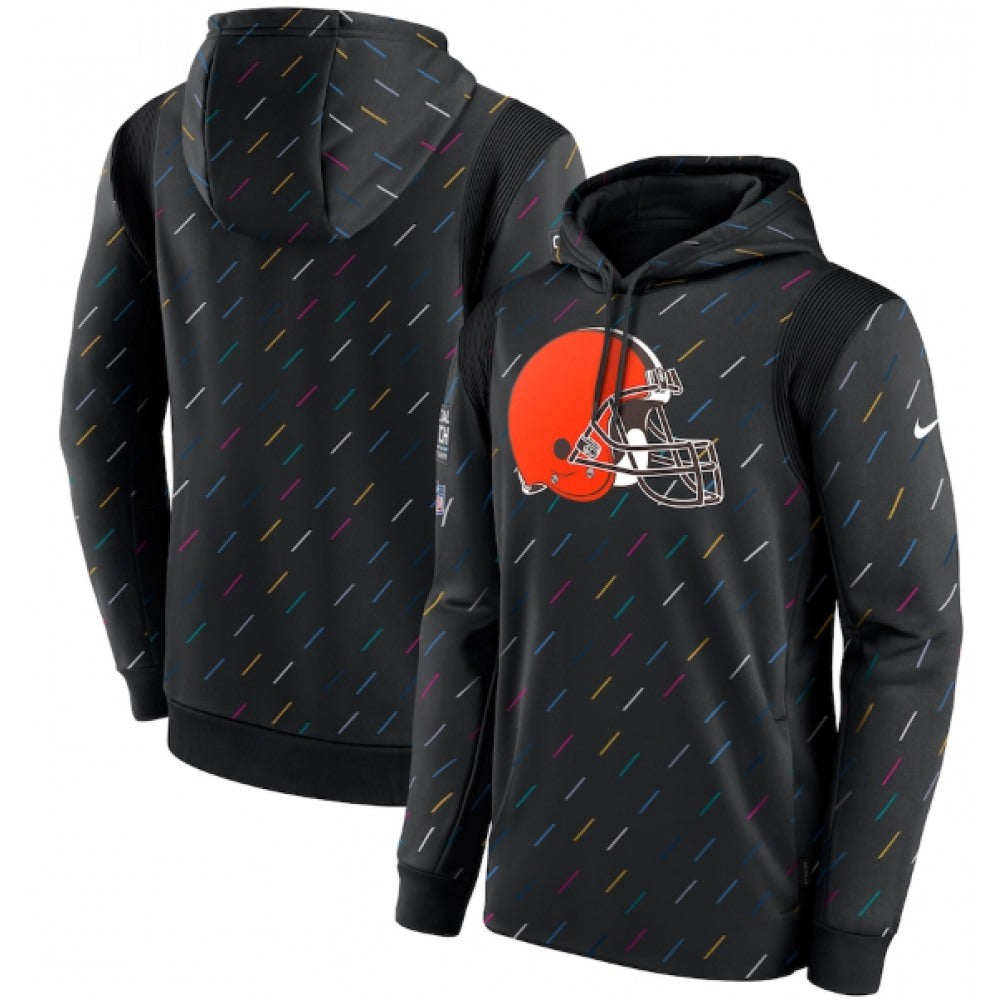 Men's Cleveland Browns 2021 Charcoal Crucial Catch Therma Pullover Hoodie 