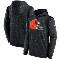 Men's Cleveland Browns 2021 Charcoal Crucial Catch Therma Pullover Hoodie 