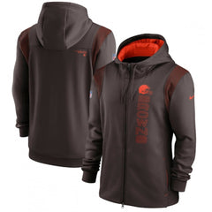 Men's Cleveland Browns 2021 Brown Sideline Team Performance Full-Zip Hoodie 