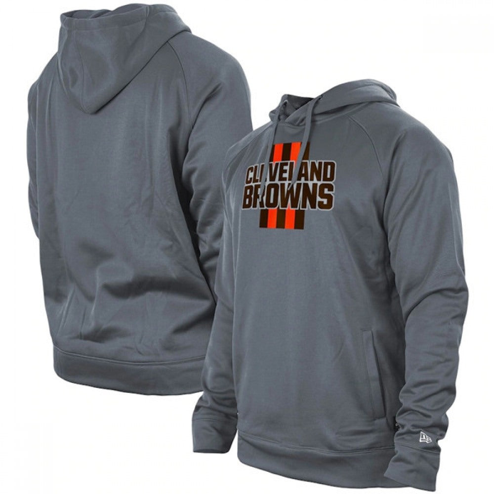 Men's Cleveland Browns Gray New Era Training Camp Raglan Pullover Hoodie 