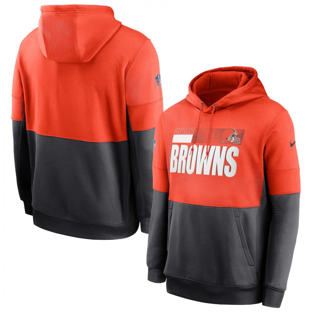 Men's Cleveland Browns Orange/Charcoal Sideline Impact Lockup Performance Pullover Hoodie 