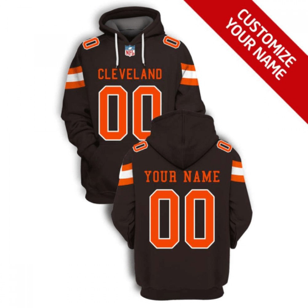 Men's Cleveland Browns Active Player Custom 2021 Brown Pullover Hoodie 