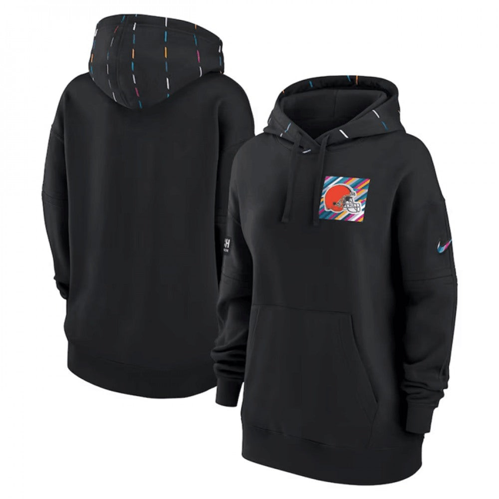 Women's Cleveland Browns Black 2023 Crucial Catch Club Pullover Hoodie(Run Small) 