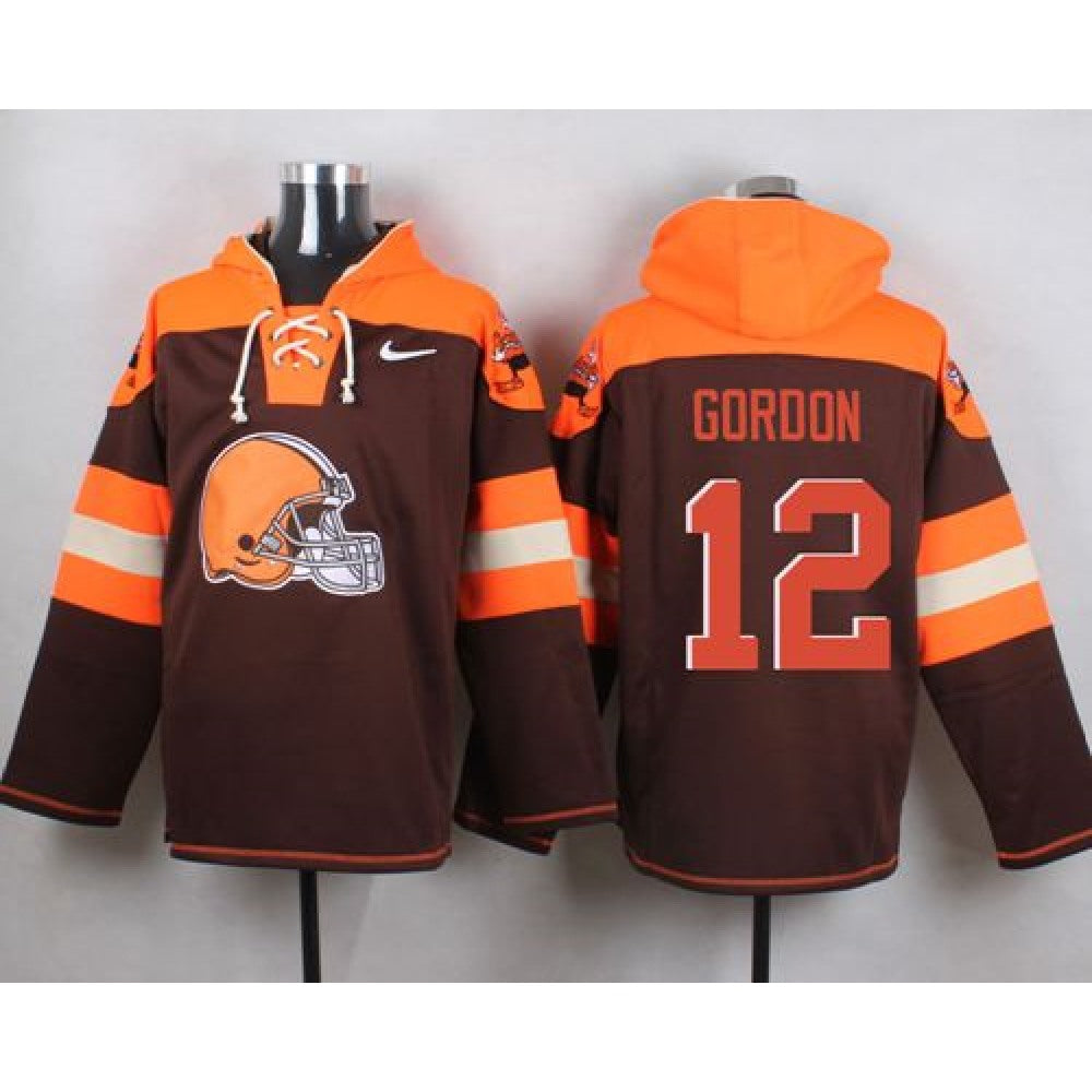 Browns #12 Josh Gordon Brown Player Pullover NFL Hoodie 