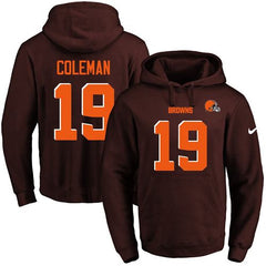 Browns #19 Corey Coleman Brown Name & Number Pullover NFL Hoodie 