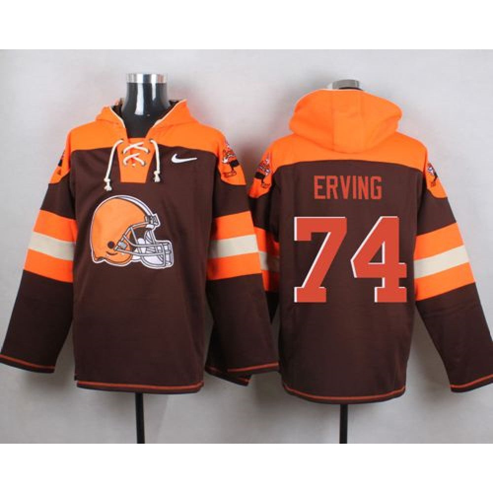 Browns #74 Cameron Erving Brown Player Pullover NFL Hoodie 