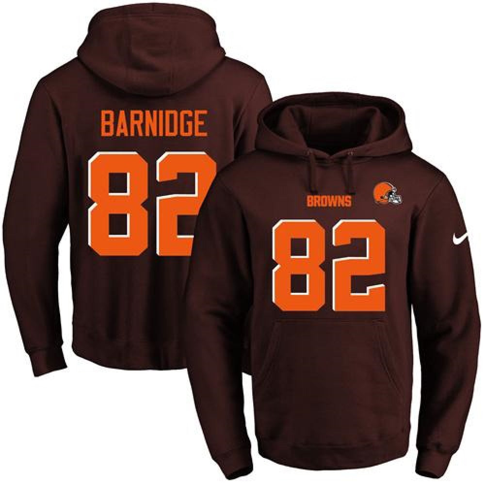Browns #82 Gary Barnidge Brown Name & Number Pullover NFL Hoodie 