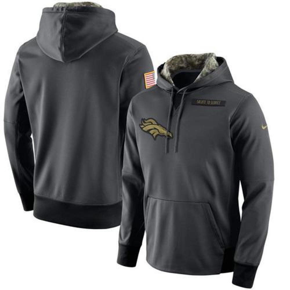 Men's Denver Broncos Anthracite Salute to Service Player Performance Hoodie 