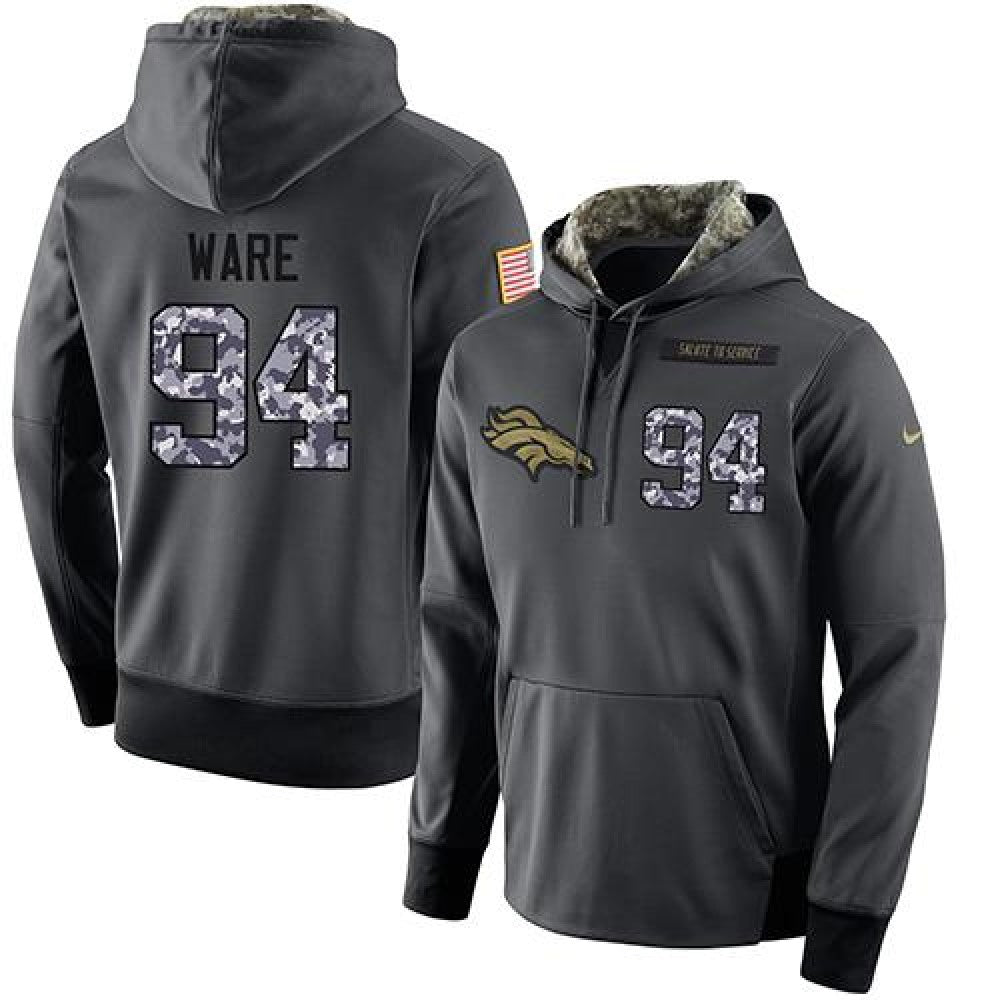 NFL Men's Denver Broncos #94 DeMarcus Ware Stitched Black Anthracite Salute to Service Player Performance Hoodie 