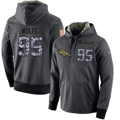 NFL Men's Denver Broncos #95 Derek Wolfe Stitched Black Anthracite Salute to Service Player Performance Hoodie 