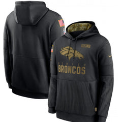 Men's Denver Broncos 2020 Black Salute to Service Sideline Performance Pullover Hoodie 