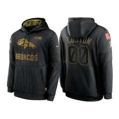 Men's Denver Broncos ACTIVE PLAYER Custom 2020 Black Salute to Service Sideline Performance Pullover Hoodie 