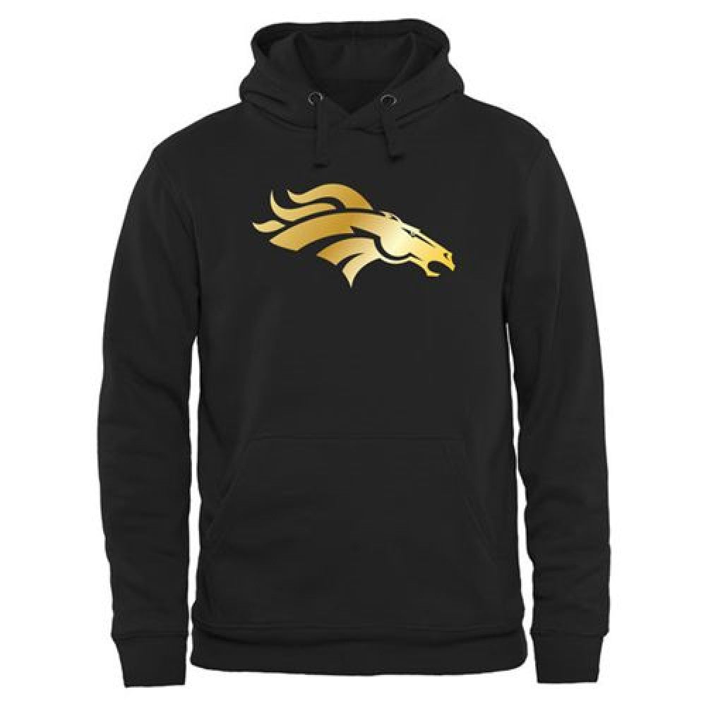 Men's Denver Broncos Pro Line Black Gold Collection Pullover Hoodie 
