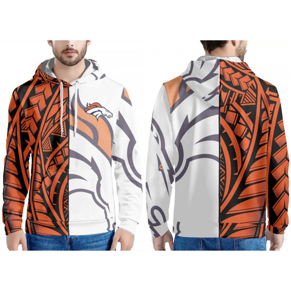 Men's Denver Broncos Black/Orange/White Pullover Hoodie 