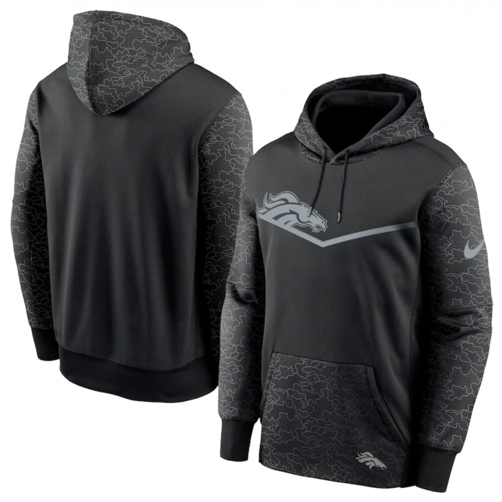 Men's Denver Broncos Black Reflective Therma Hoodie 