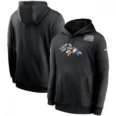 Men's Denver Broncos 2020 Black Crucial Catch Sideline Performance Pullover Hoodie 