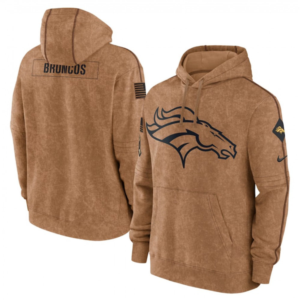 Men's Denver Broncos 2023 Brown Salute to Service Pullover Hoodie 