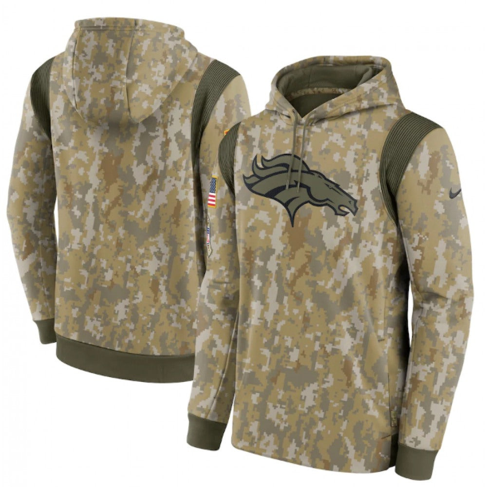 Men's Denver Broncos Camo 2021 Salute To Service Therma Performance Pullover Hoodie 