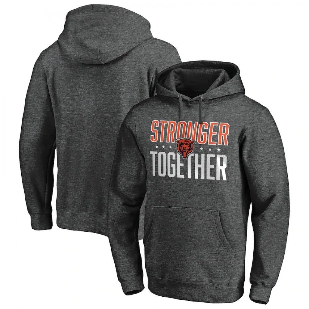 Men's Chicago Bears Heather Charcoal Stronger Together Pullover Hoodie 