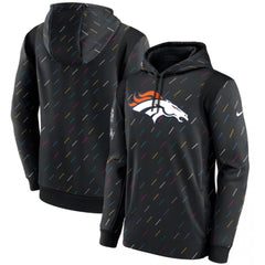Men's Denver Broncos 2021 Charcoal Crucial Catch Therma Pullover Hoodie 