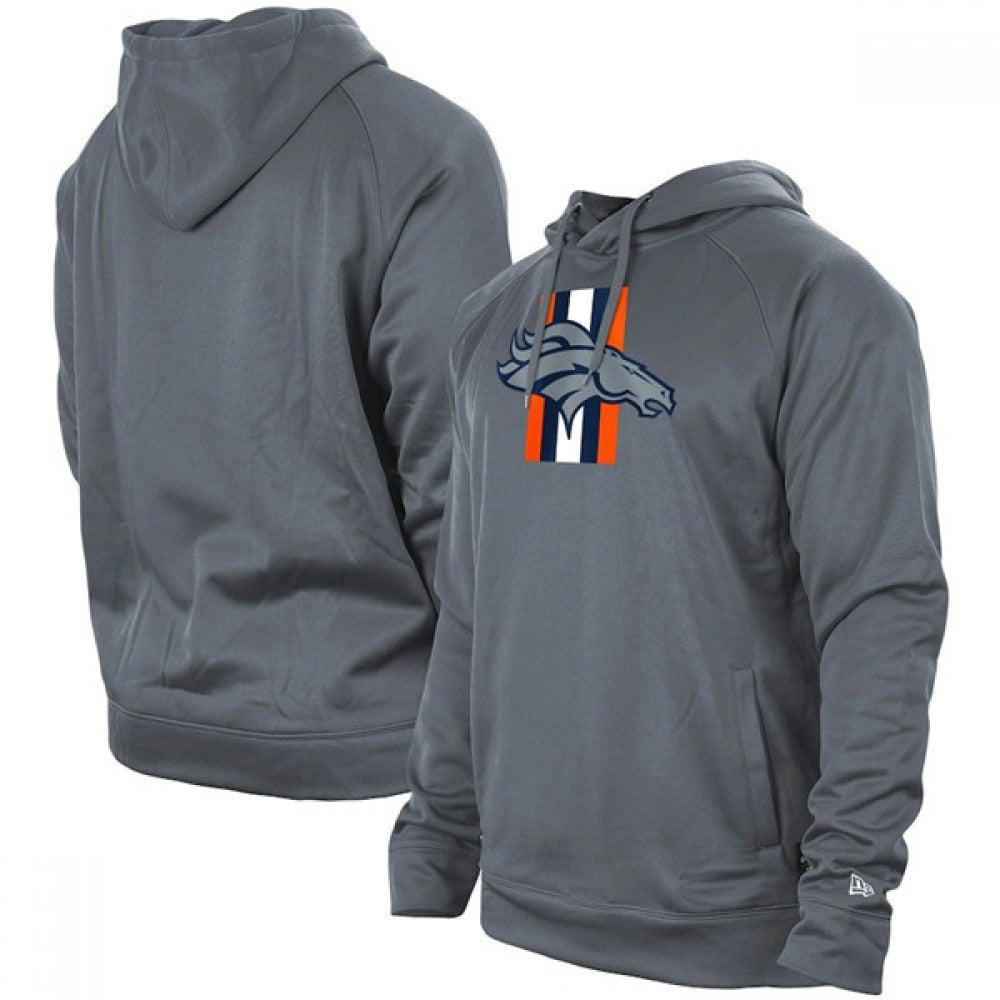 Men's Denver Broncos Gray New Era Training Camp Raglan Pullover Hoodie 