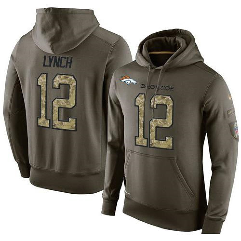 NFL Men's Denver Broncos #12 Paxton Lynch Stitched Green Olive Salute To Service KO Performance Hoodie 
