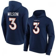 Men's Denver Broncos #3 Russell Wilson Navy Hoodie 
