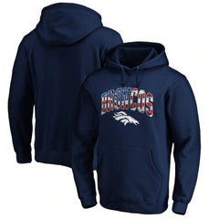 Men's Denver Broncos Navy Banner Wave Pullover Hoodie 