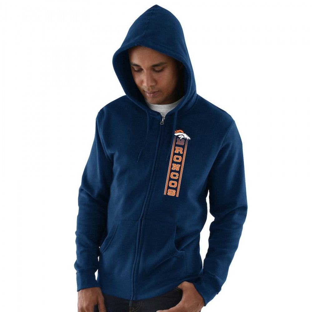 Men's Denver Broncos Navy Hook and Ladder Full-Zip NFL Hoodie 