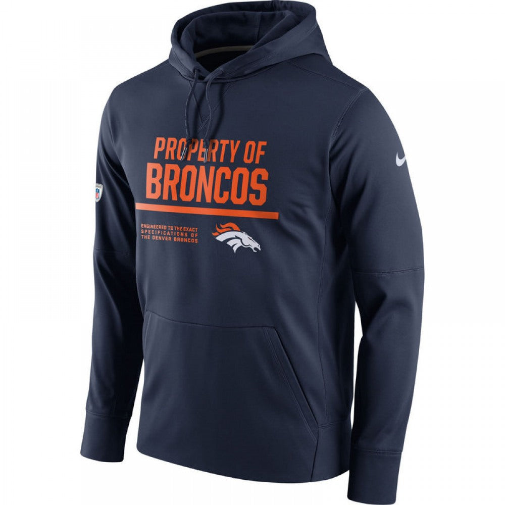Men's Denver Broncos Navy Circuit Property Of Performance Pullover Hoodie 