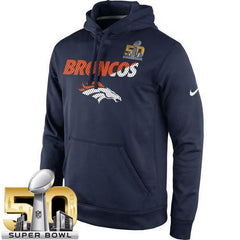Men's Denver Broncos Navy Super Bowl 50 Kick Off Staff Performance Pullover Hoodie 