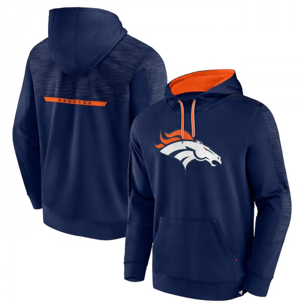 Men's Denver Broncos Navy Defender Evo Pullover Hoodie 