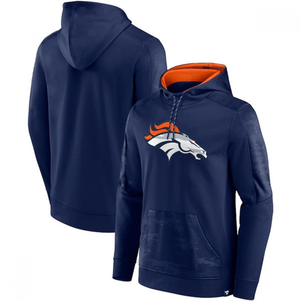 Men's Denver Broncos Navy On The Ball Pullover Hoodie 