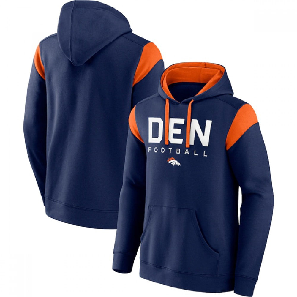 Men's Denver Broncos Navy Call The Shot Pullover Hoodie 