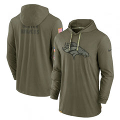 Men's Denver Broncos 2022 Olive Salute to Service Tonal Pullover Hoodie 
