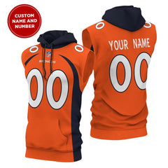 Men's Denver Broncos Customized Orange Limited Edition Sleeveless Hoodie 