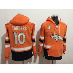 Men's Denver Broncos #10 Emmanuel Sanders Orange All Stitched NFL Hoodie Sweatshirt 
