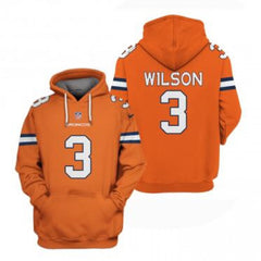 Men's Denver Broncos #3 Russell Wilson Orange Pullover Hoodie 
