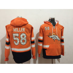 Men's Denver Broncos #58 Von Miller Orange All Stitched NFL Hoodie Sweatshirt 