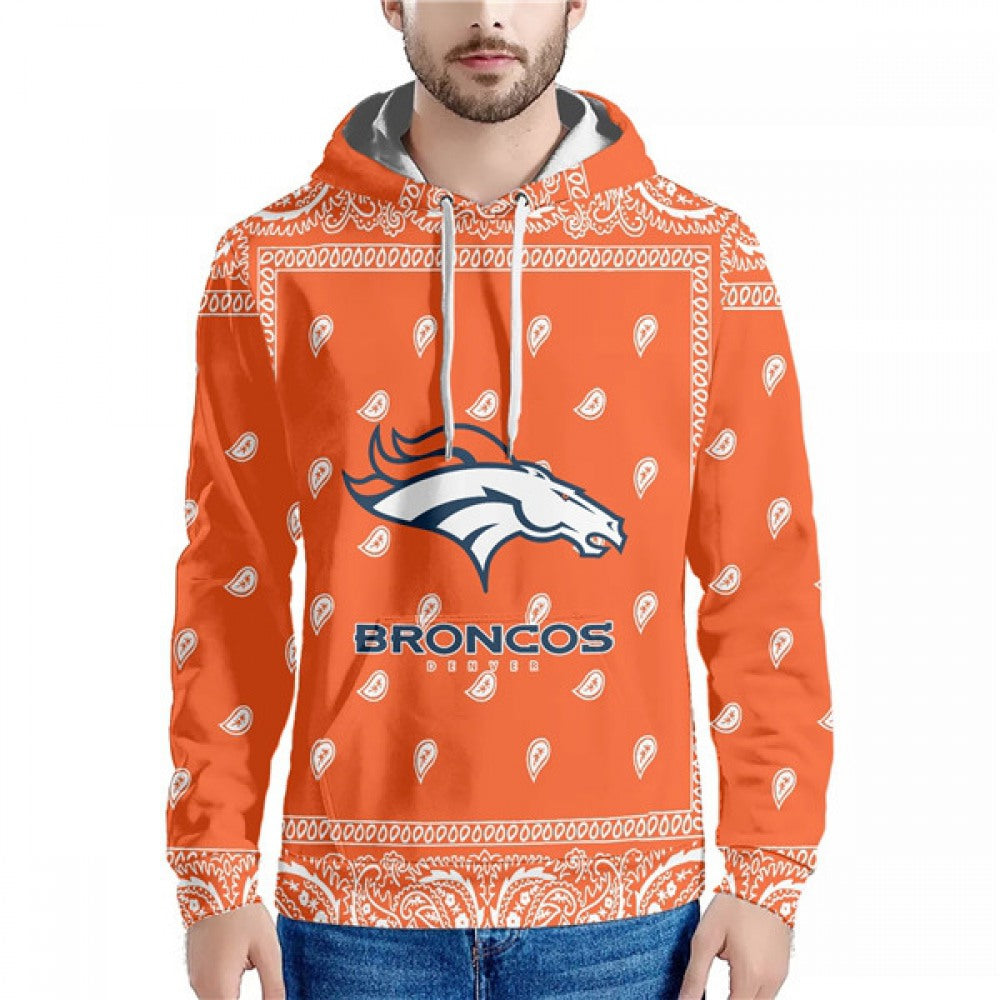 Men's Denver Broncos Orange Pullover Hoodie 