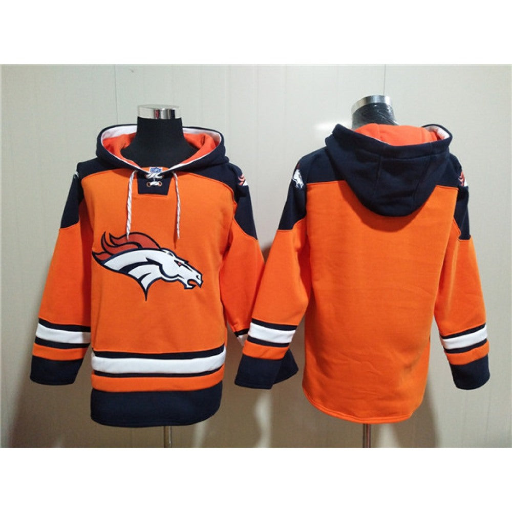 Men's Denver Broncos Blank Orange Ageless Must-Have Lace-Up Pullover Hoodie 