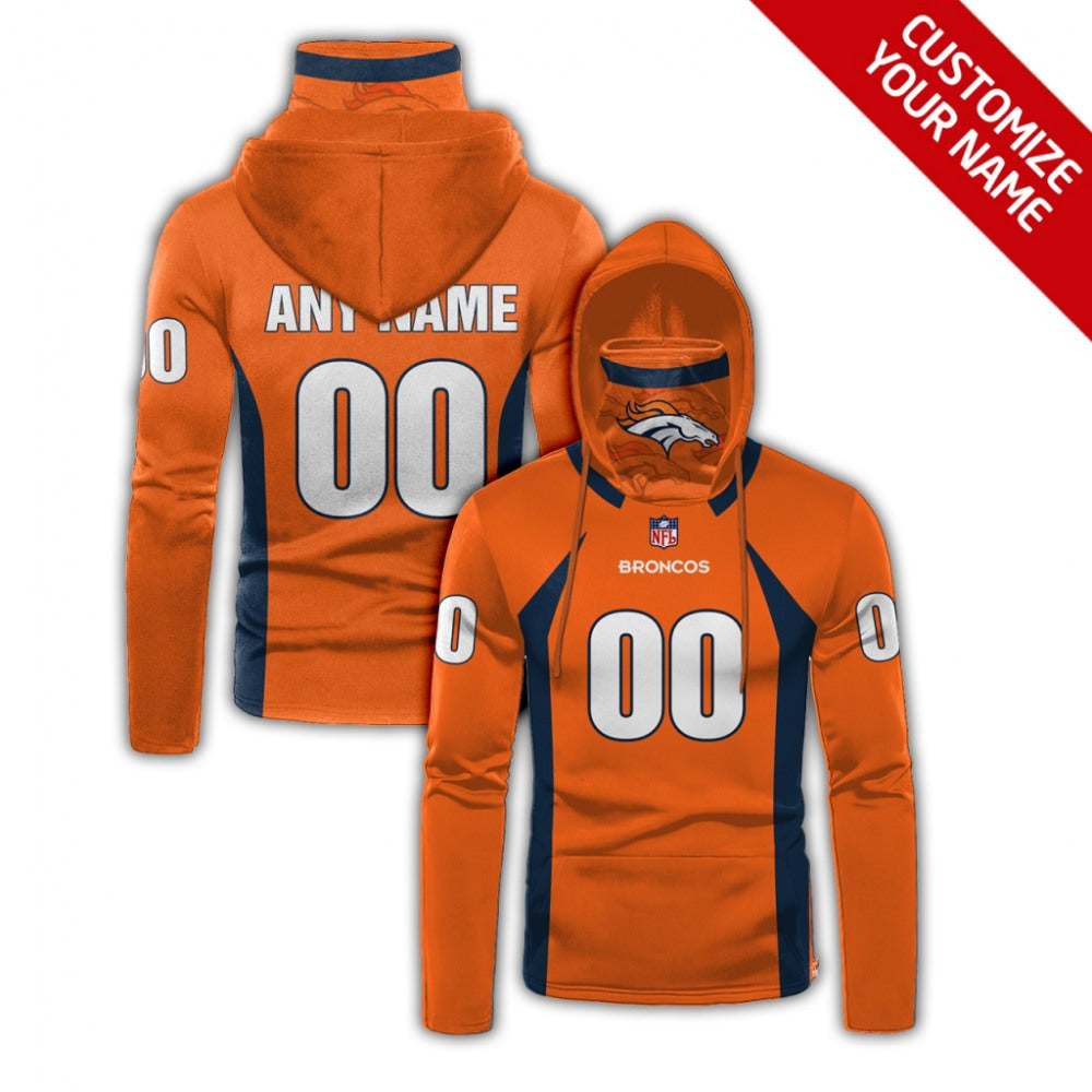 Men's Denver Broncos 2020 Orange Customize Hoodie Mask 